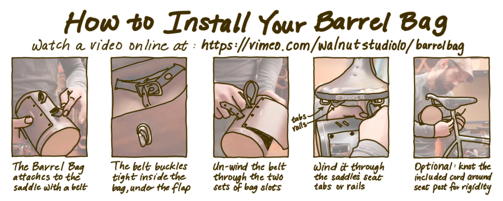 New! Hand-drawn Bookmark Included with Every Bicycle Barrel Bag