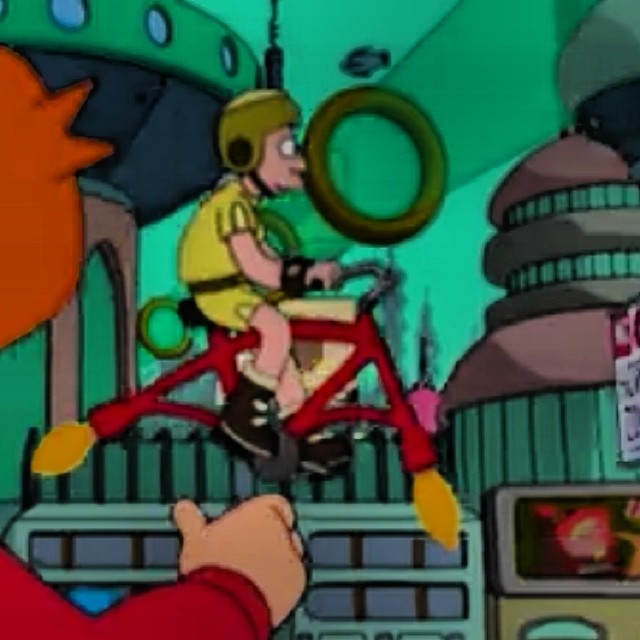 It's reassuring to know that in the year 3000 people still ride bikes.