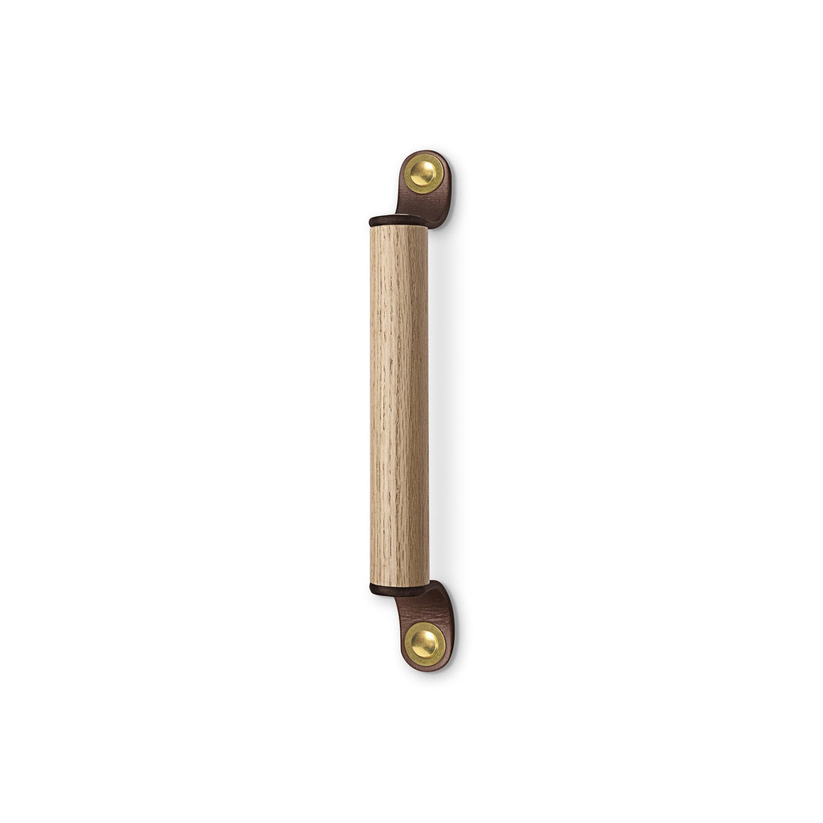Walnut Studiolo Drawer Pulls Leather and Wood Handle - The Sellwood - 2 Sizes Dark Brown / Brass / 9.5&quot; Center-to-Center