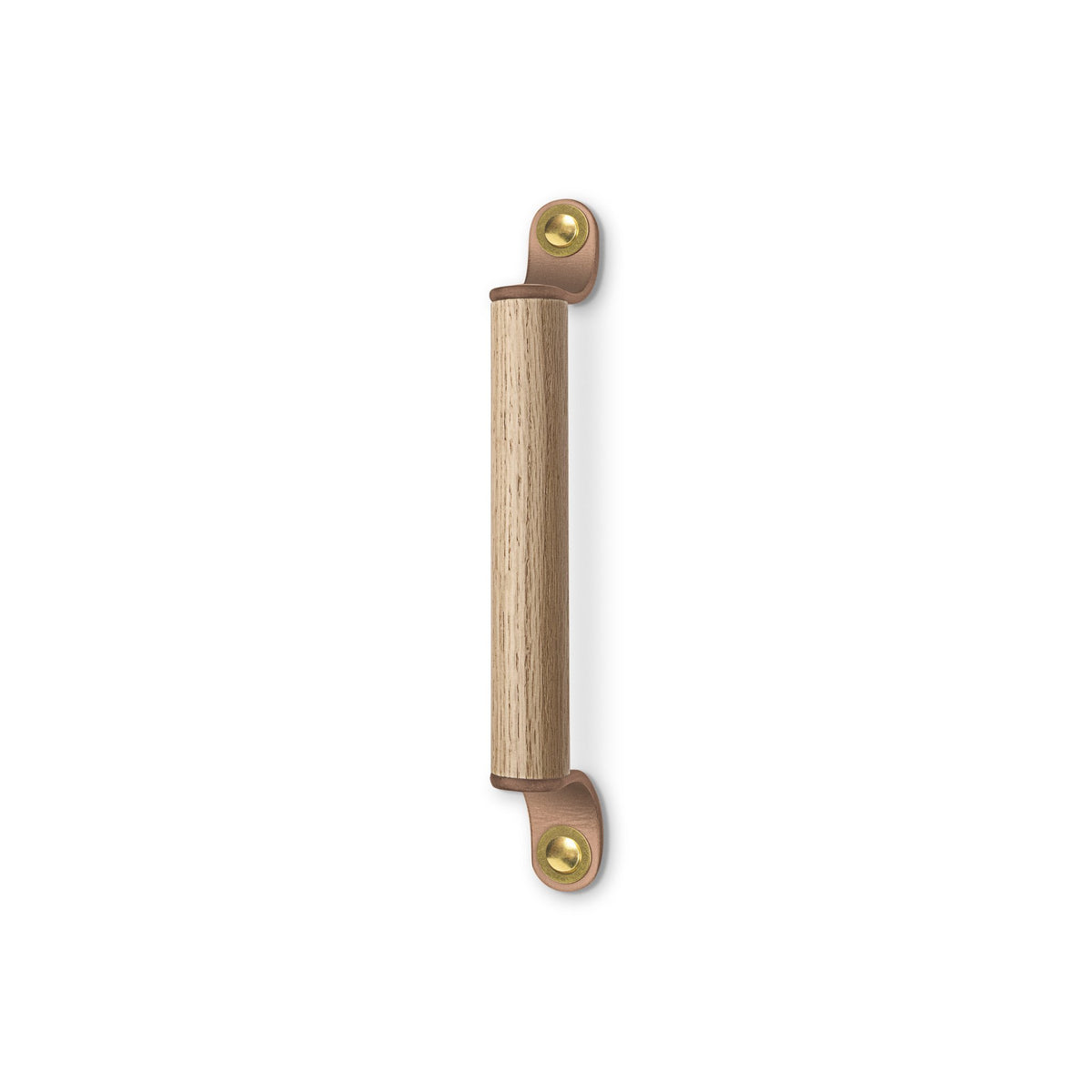 Walnut Studiolo Drawer Pulls Leather and Wood Handle - The Sellwood - 2 Sizes Natural / Brass / 9.5&quot; Center-to-Center