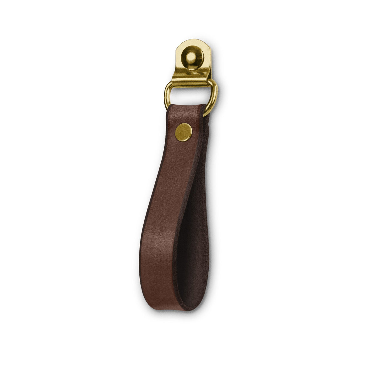 Walnut Studiolo Drawer Pulls Leather Hinged Handle - The Burnside - 2 Sizes Dark Brown / Brass / Large