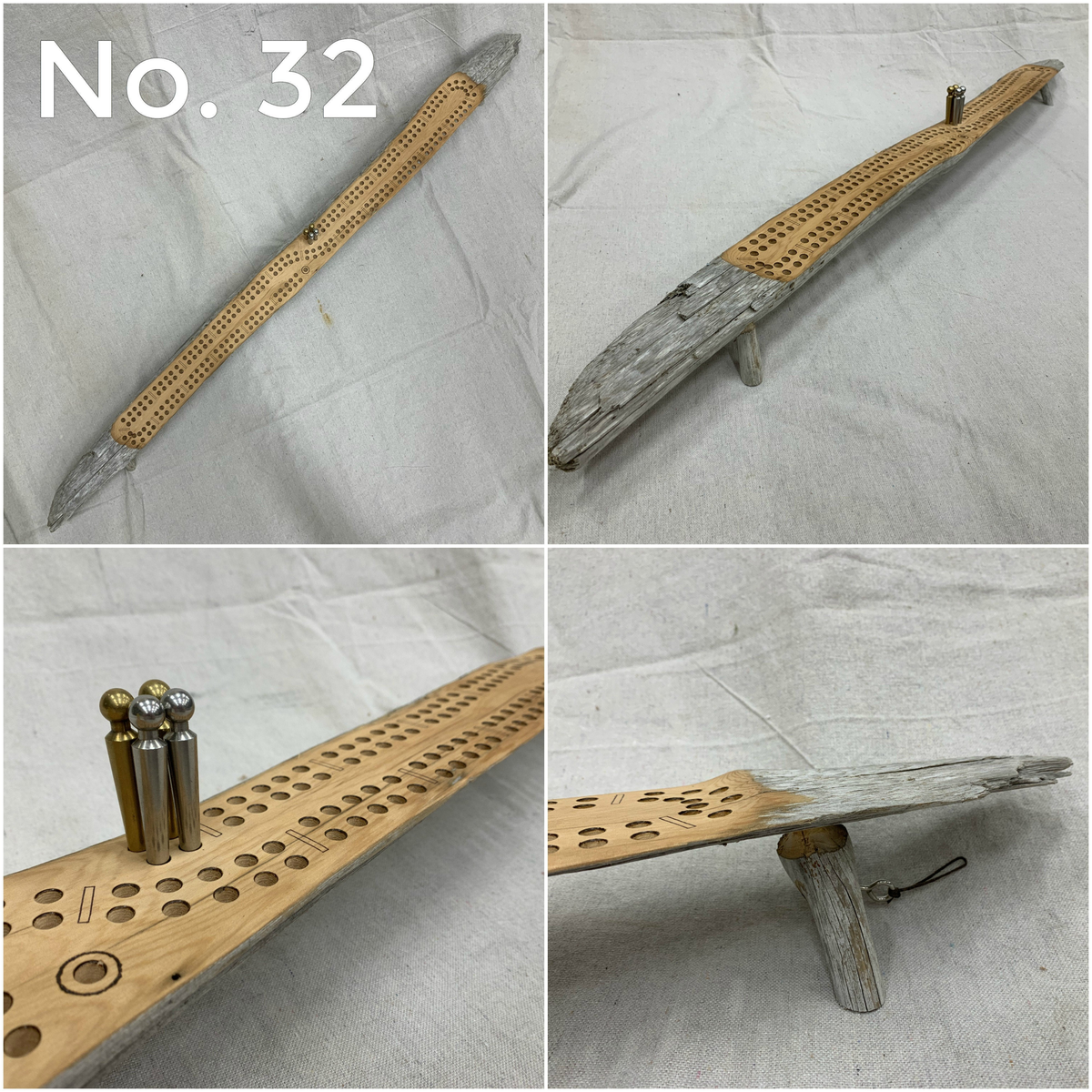 Walnut Studiolo Travel Games One-of-a-Kind Foraged Wood Cribbage Boards No. 32 Driftwood
