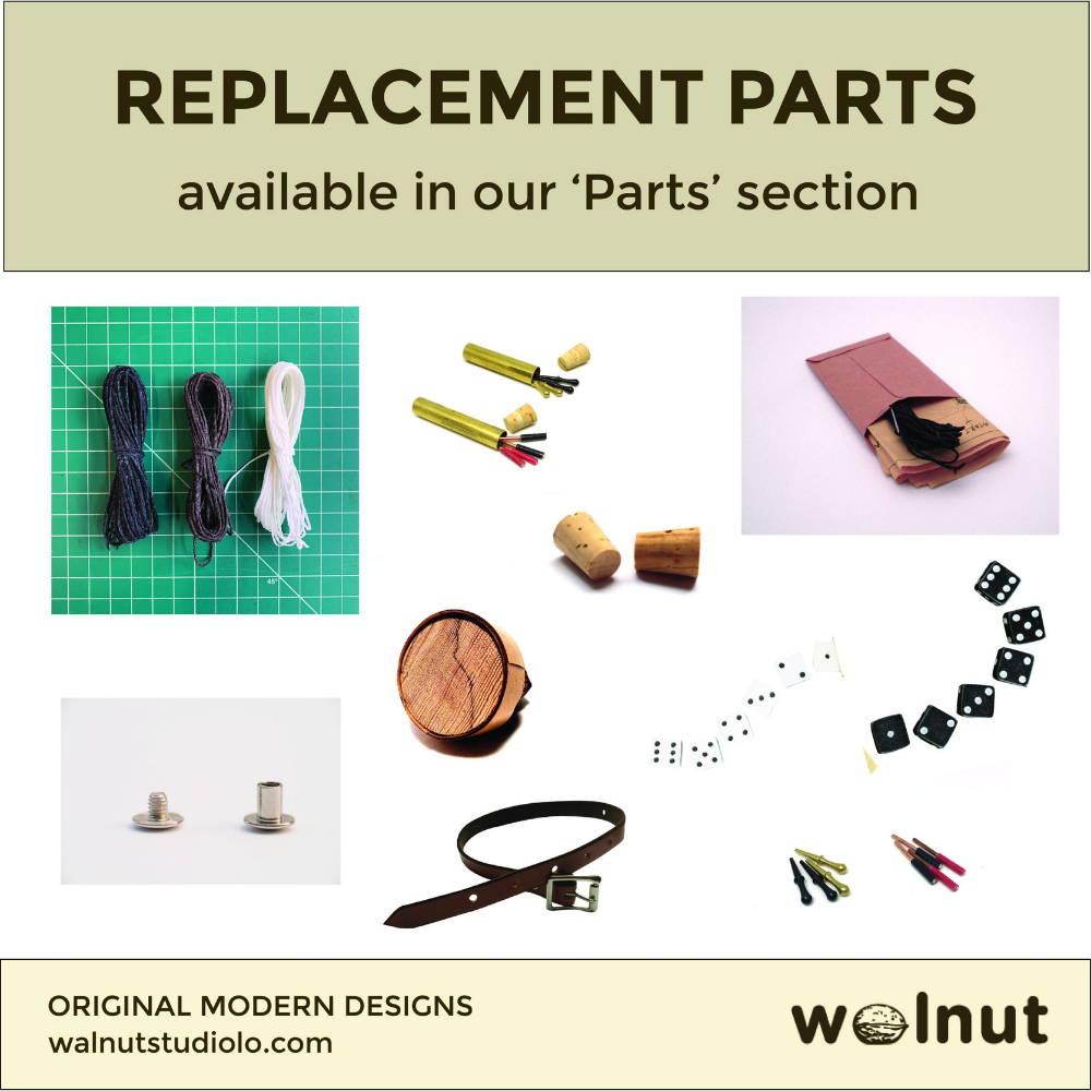 Advertisement for replacement parts, buy extra pegs, peg tubes, and corks in our parts collection