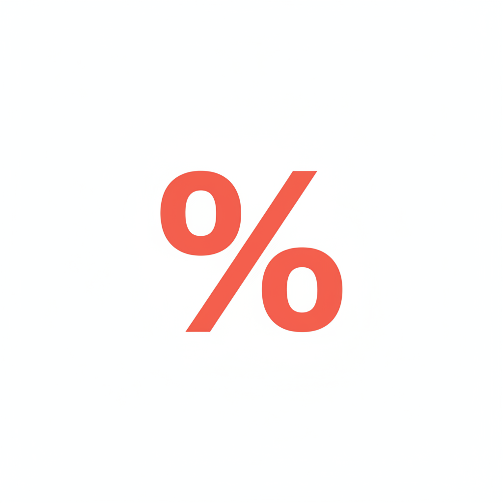 A percentage sign in hot coral pink-red color