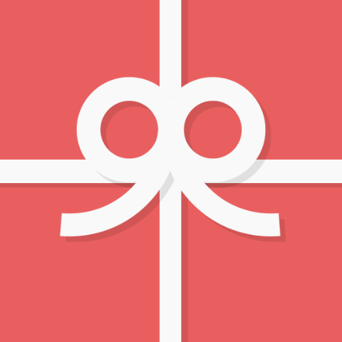 Gift icon in a coral red color