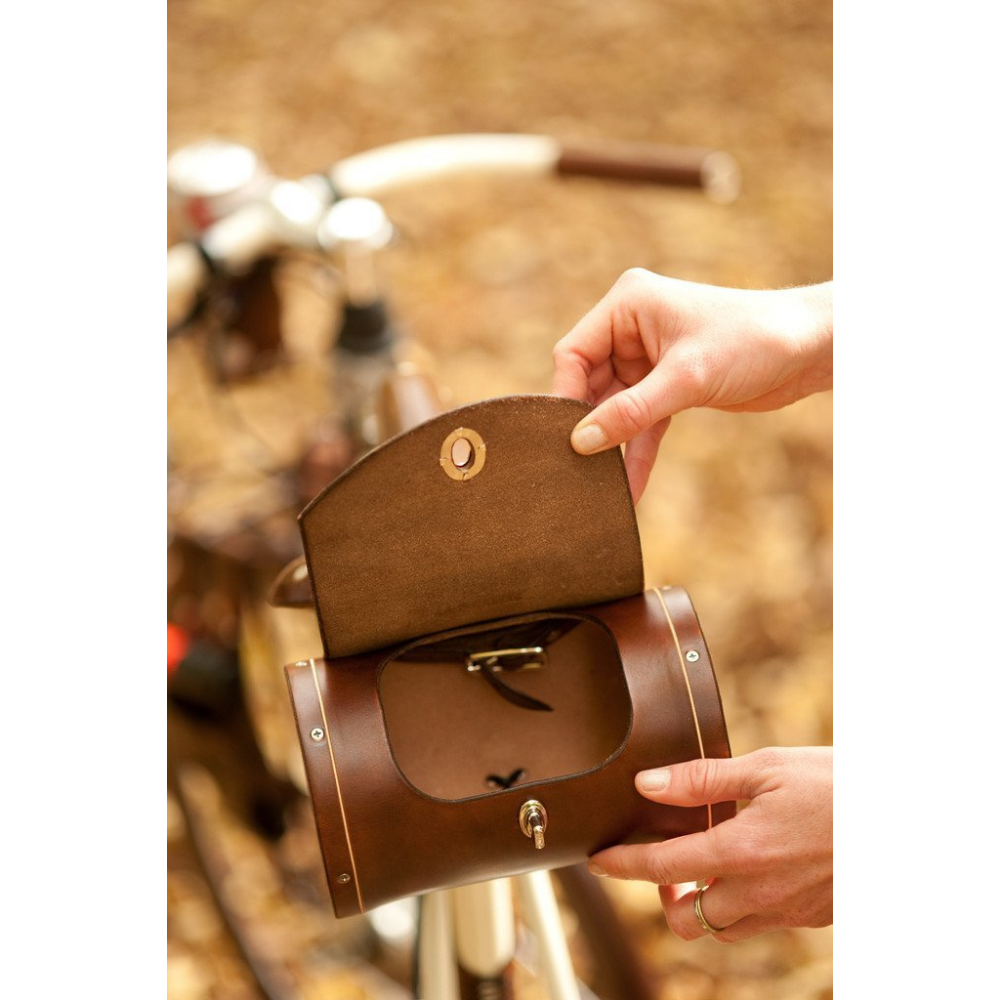 Dark brown leather saddle bag hot sale