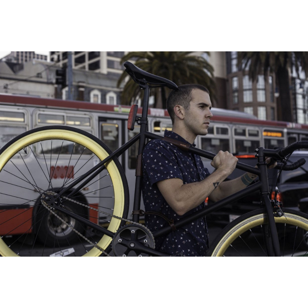 Leather Bicycle Carrier and Top Tube Protector Portage Strap Walnut