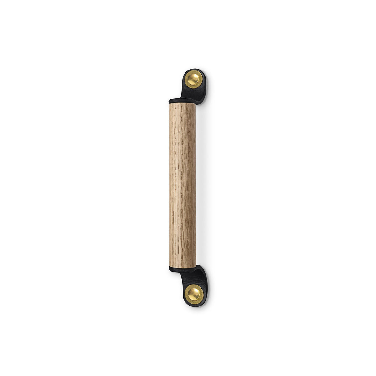 Walnut Studiolo Drawer Pulls Leather and Wood Handle - The Sellwood - 2 Sizes Black / Brass / 9.5&quot; Center-to-Center