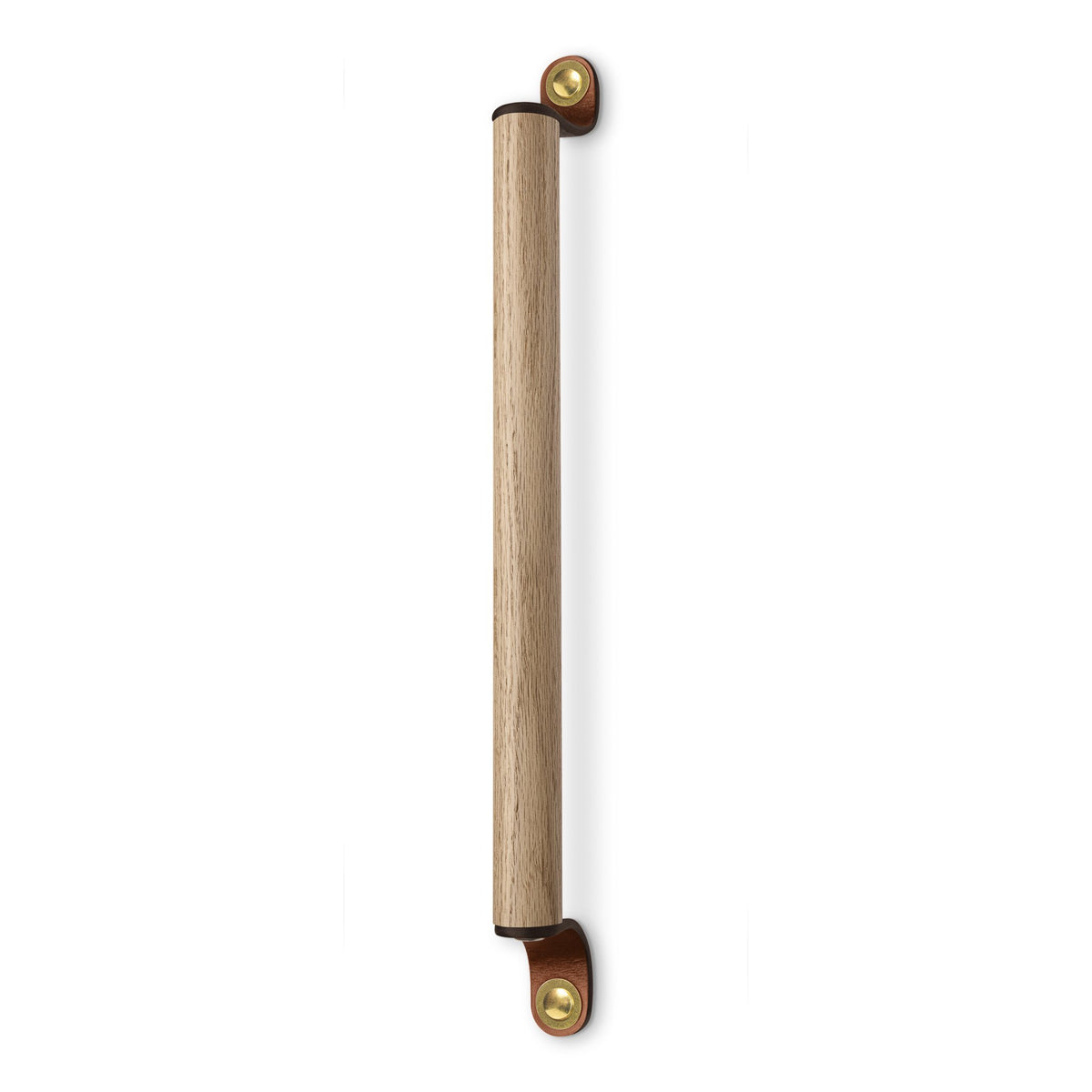 Walnut Studiolo Drawer Pulls Leather and Wood Handle - The Sellwood - 2 Sizes Honey / Brass / 15.5&quot; Center-to-Center