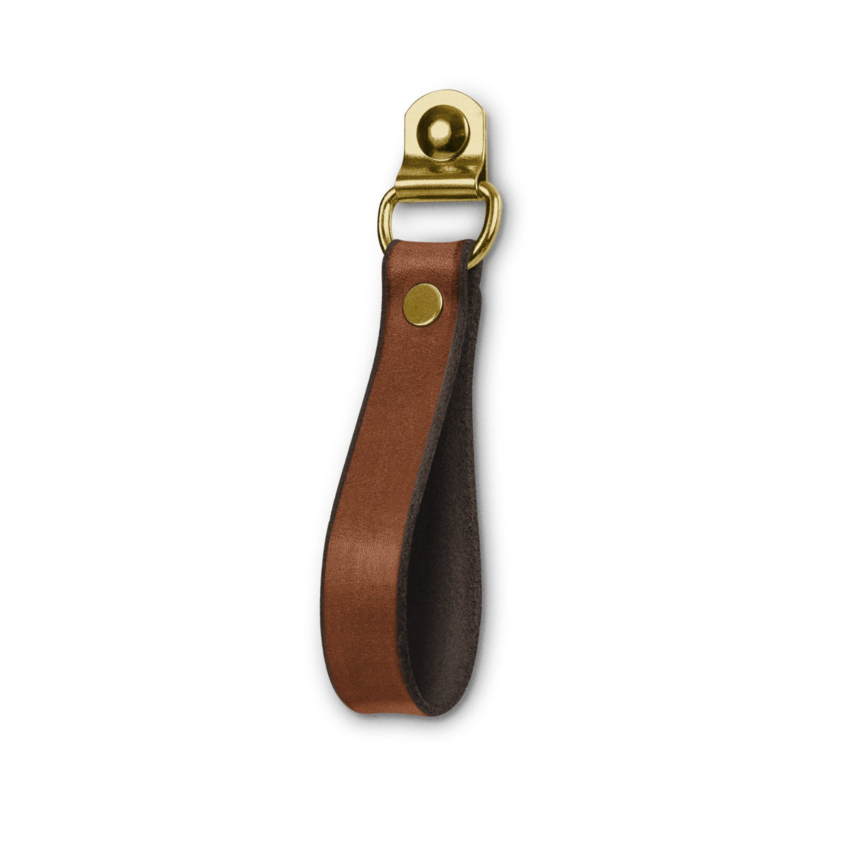 Walnut Studiolo Drawer Pulls Leather Hinged Handle - The Burnside - 2 Sizes Honey / Brass / Large
