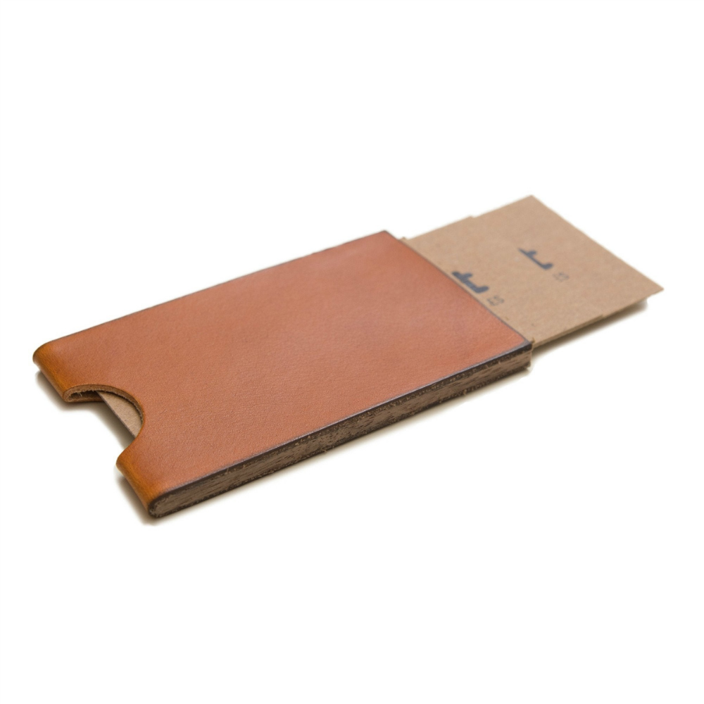 Honey brown card wallet with cards