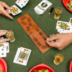 Folding Travel Cribbage Board with Card Storage - Walnut